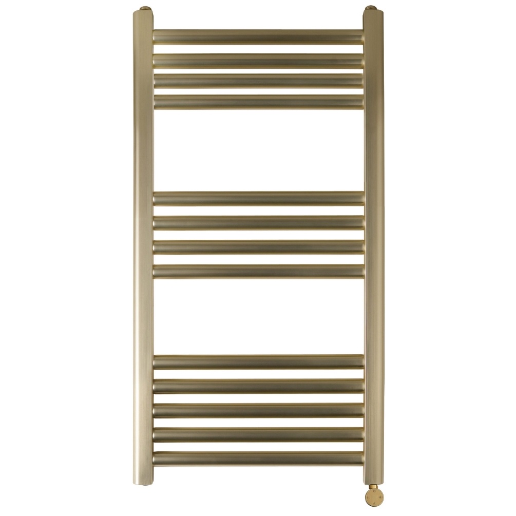 JTP Vos Brushed Brass 800mm x 400mm Electric Towel Radiator Cut Out
